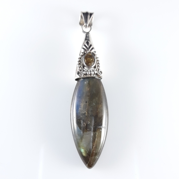 Spectrolite Labradorite and Citrine Pendant - Picture 5 of 9